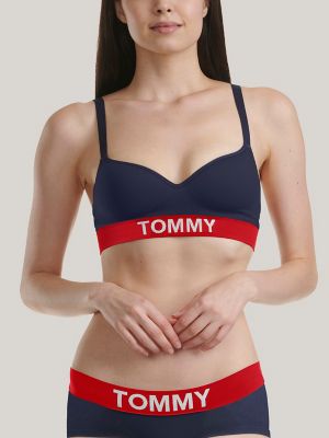 Buy Tommy Hilfiger Women's Seamless Logo Bralette Bra, Egret, L at