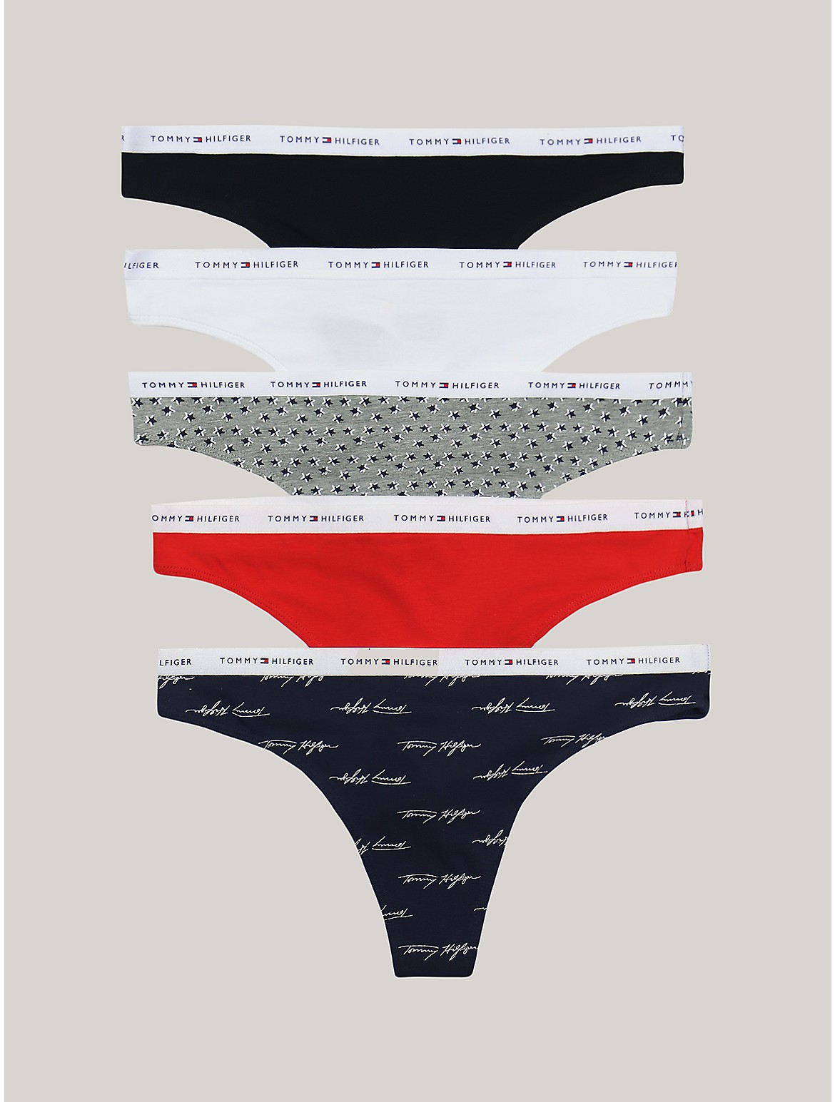 Tommy Hilfiger Logo Mix Thong 5pk In Multi