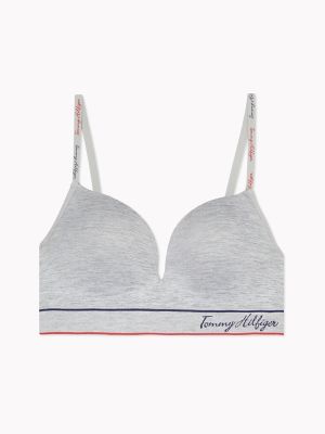 Signature Logo Push-Up Bralette, Grey