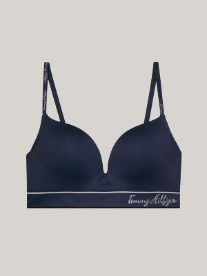 Tommy Hilfiger lace logo push-up bra in navy