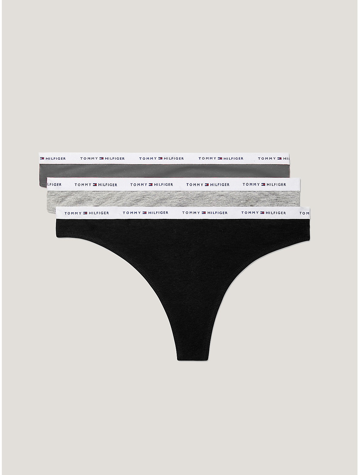 Tommy Hilfiger Logo Mix Thong 3pk In Grey