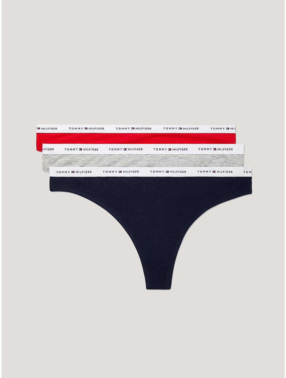 Tommy Hilfiger Logo Mix Thong 3pk In Navy