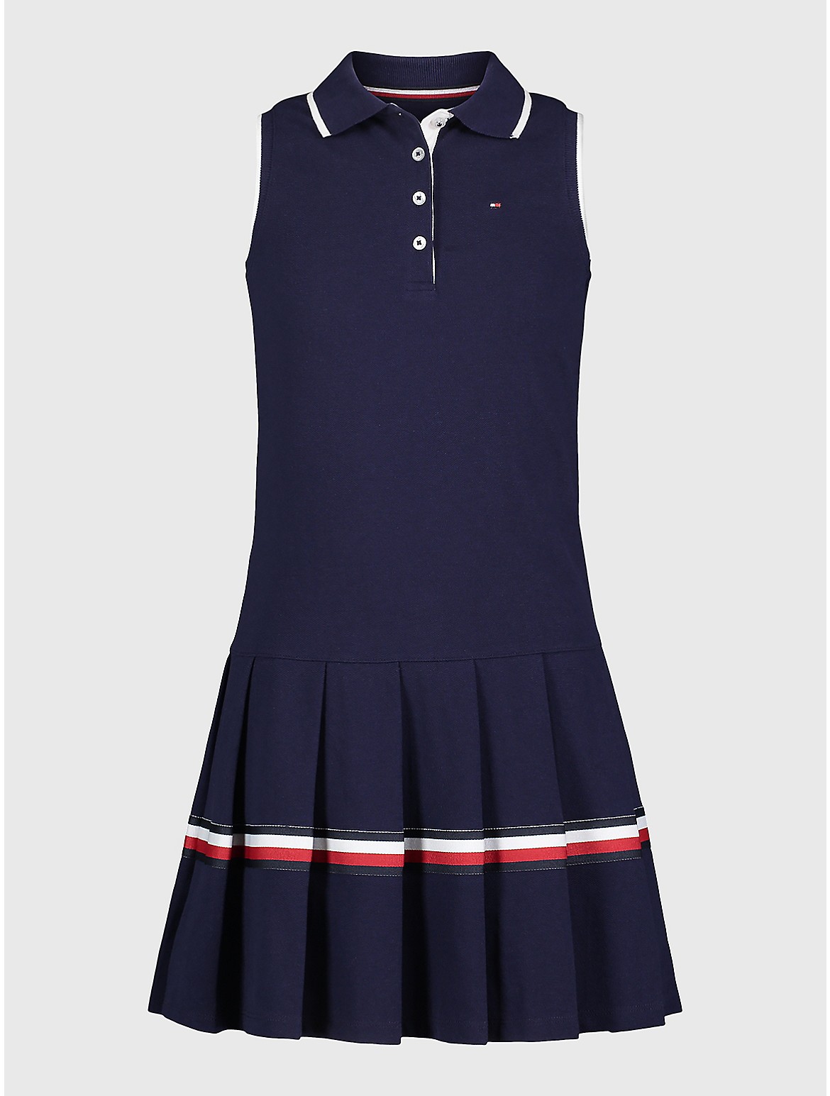 Tommy Hilfiger Girls' Big Kids' Pleated Polo Dress - Blue - L