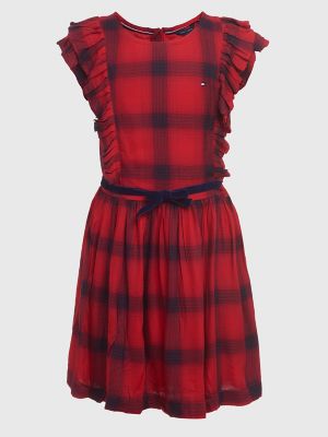Big Kids' Plaid Cap Sleeve Dress, Red