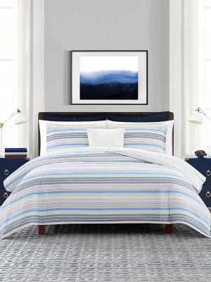 Tommy Hilfiger Global Stripe Oxford Sheet Set Full Marina : : Home