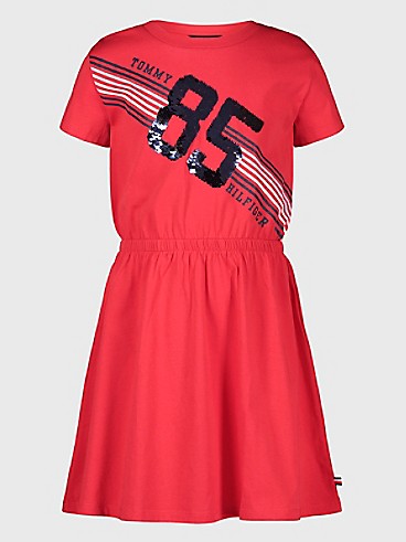 타미 힐피거 Tommy Hilfiger Big Kids 85 Sequin Dress,RED