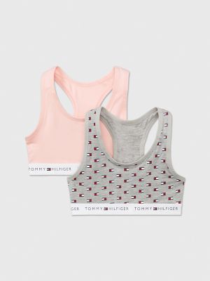 Tommy Hilfiger Girl's 2 Pack Fashion Crop Bras Nude/Rose Color