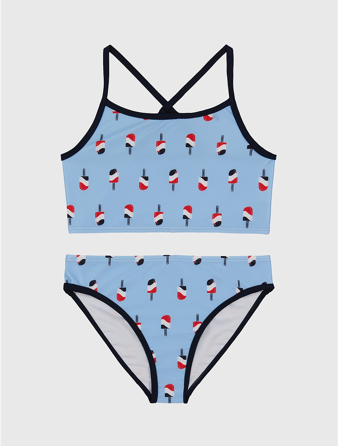 Tommy Hilfiger Girls' Big Kids' Popsicle Bikini Set - Blue - L