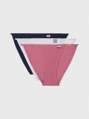 Tommy Hilfiger Cotton Bikini 3 Pack In Pink/Stripe/Grey