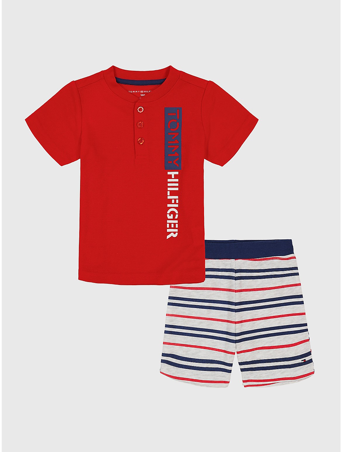 Tommy Hilfiger Boys' Babies' Henley and Short Set 2PC - Multi - 3-6M