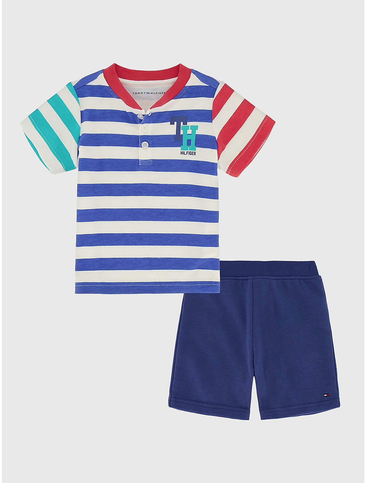 Tommy Hilfiger Boys' Babies' Henley and Short Set 2PC - Multi - 6-9M