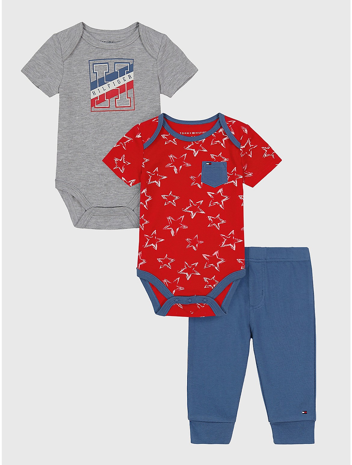Tommy Hilfiger Boys' Toddlers' Onesie and Pant Set 3PC - Multi - 18M