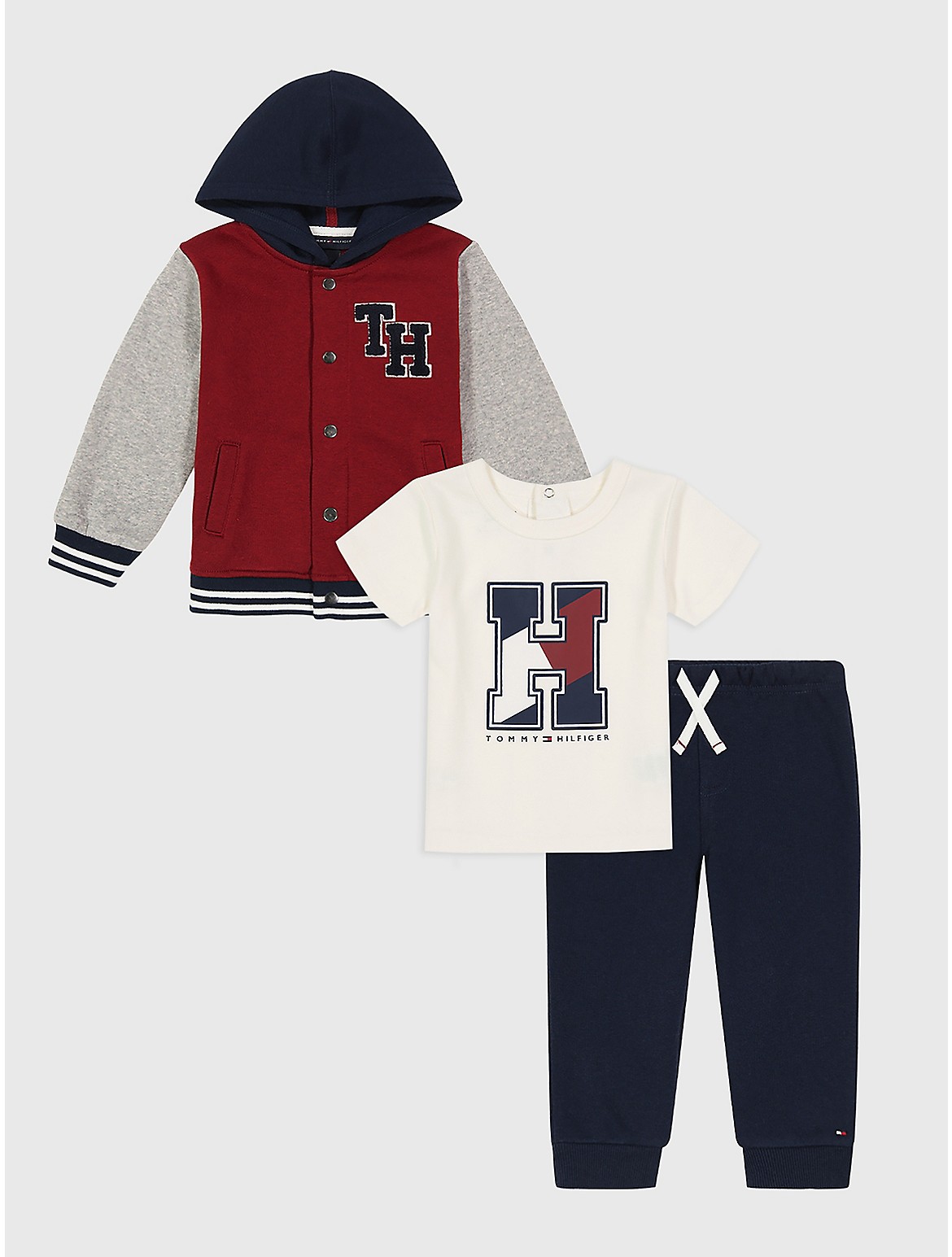 Tommy Hilfiger Boys' Babies' Jacket, Jogger and T-Shirt Set - Multi - 6-9M