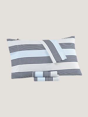 Tommy Hilfiger Global Stripe Oxford Sheet Set Full Marina : : Home