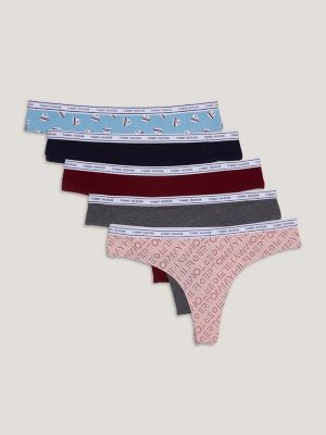 Logo Band Mix Thong 5-Pack, Mini Stripe Heart Toss