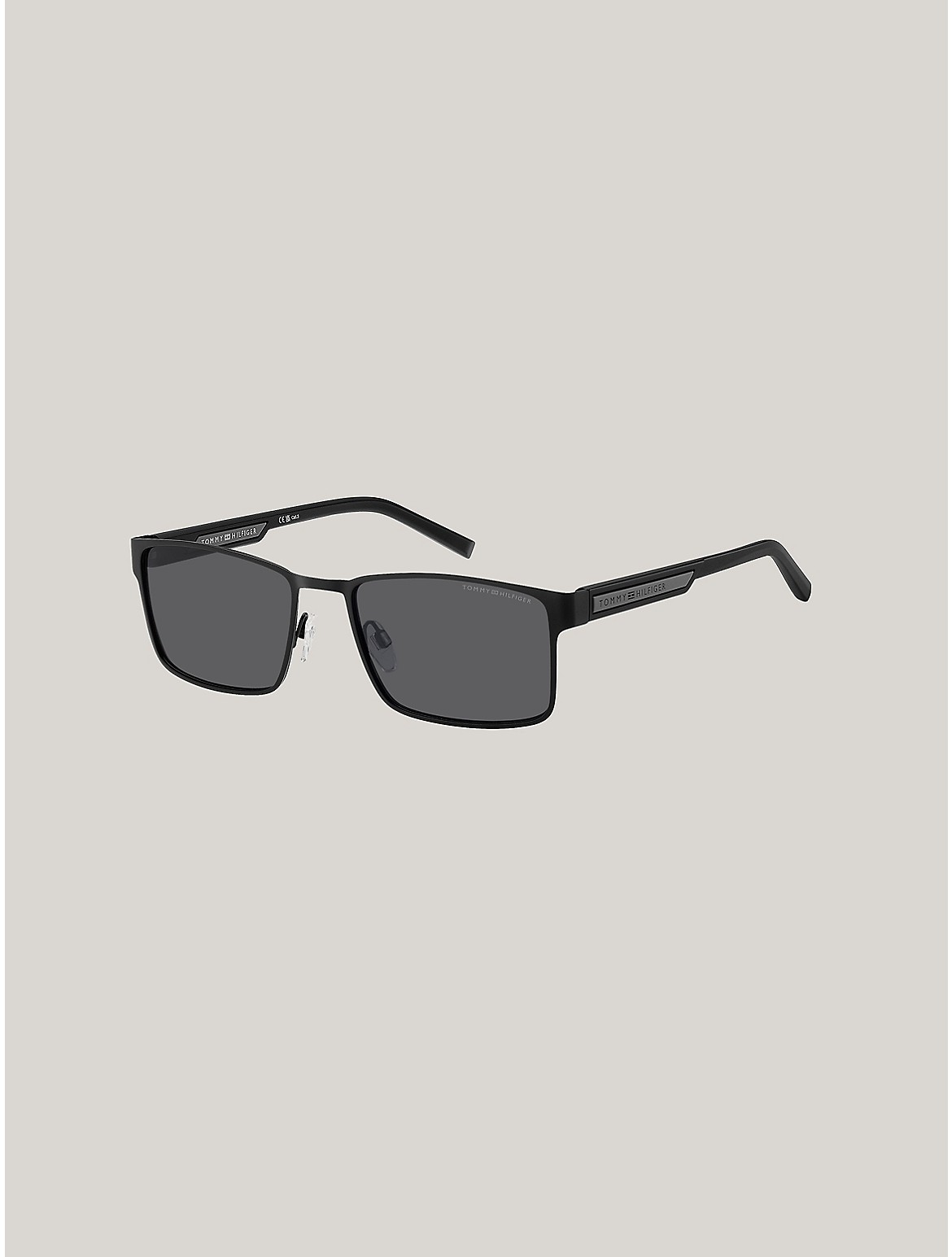Shop Tommy Hilfiger Rectangle Frame Sunglasses In Matte Black