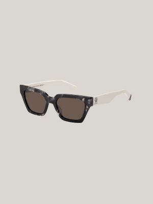TH Logo Butterfly Sunglasses, Black / White