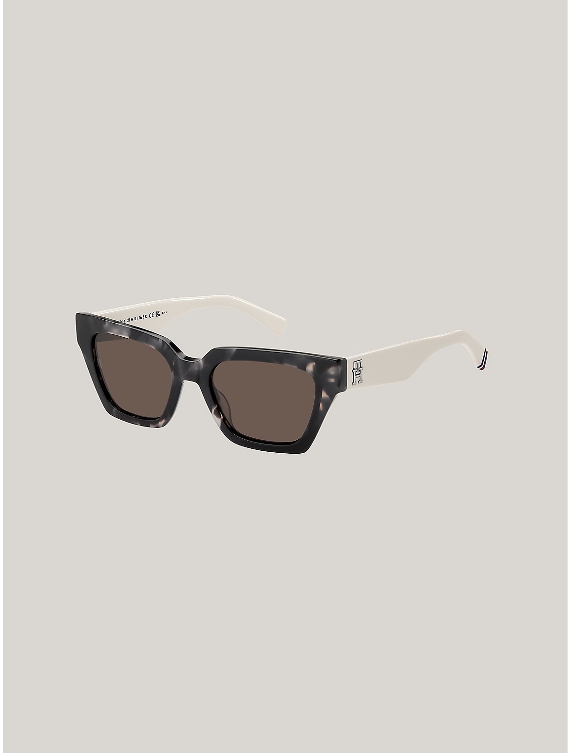 Shop Tommy Hilfiger Th Logo Butterfly Sunglasses In Black / White
