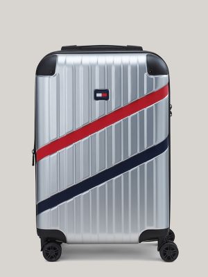 21" Striped Hardcase Spinner Luggage, Silver