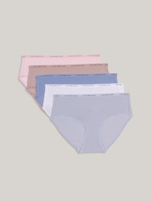 Tommy Logo Hipster Panty 5-Pack, Gray Dawn / Bright White / Forever Blue / Balanced Beige / Blushing Bride