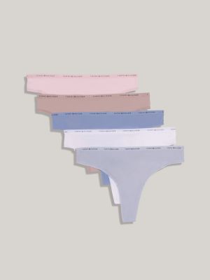 Tommy Logo Thong 5-Pack, Gray Dawn / Bright White / Forever Blue / Balanced Beige / Blushing Bride