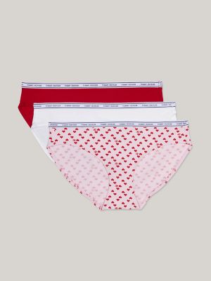 Cotton Classic Bikini 3-Pack, TH Heart Droplets Barely Pink / Bright White / Tango Red