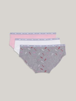 Cotton Classic Hipster 3-Pack, TH Calligraphy Toss Multi Heather Grey / Bright White / Almond Blossom