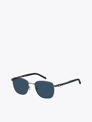 Sporty Oval Sunglasses, Matte Ruthenium Black