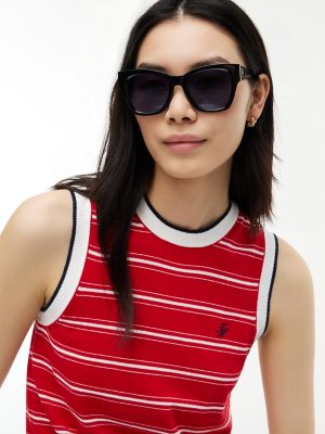 Женские солнцезащитные очки Tommy Hilfiger Modern Prep Butterfly Sunglasses, цвет: Чёрный — фото 4
