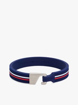 Signature Stripe Silicone Bracelet, Blue Silicone