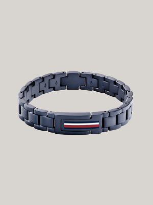 Flag Stripe Stainless Steel Bracelet, Blue IP