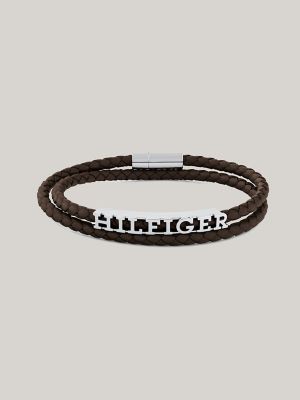 Leather Braided Double Bracelet, Brown