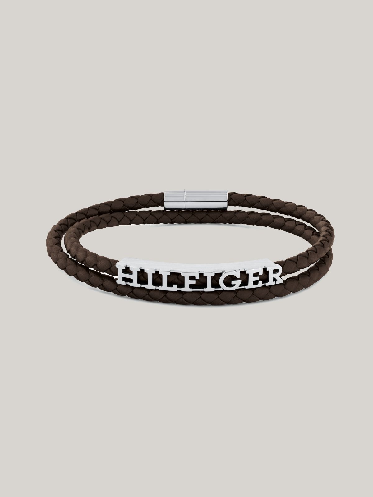 Leather Braided Double Bracelet — Brown