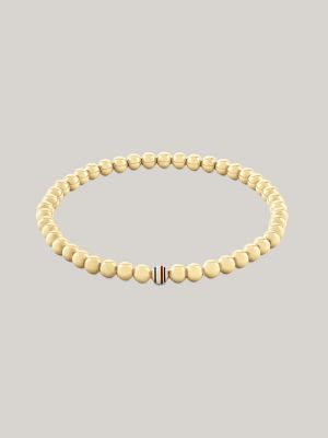 Stripe Metal Bead Bracelet, Gold Plated