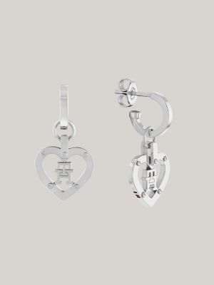 Monogram Heart Earring, Silver