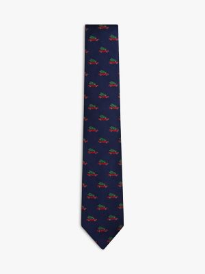 Festive Holiday Truck Silk-Blend Tie, Navy