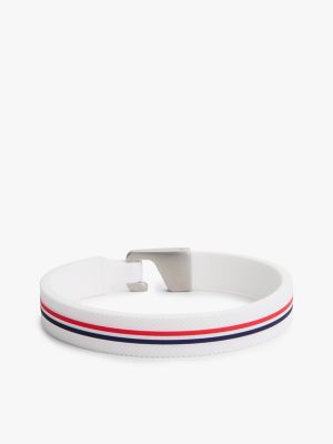 Мужской браслет Tommy Hilfiger Signature Stripe Silicone, цвет: Белый — фото 2