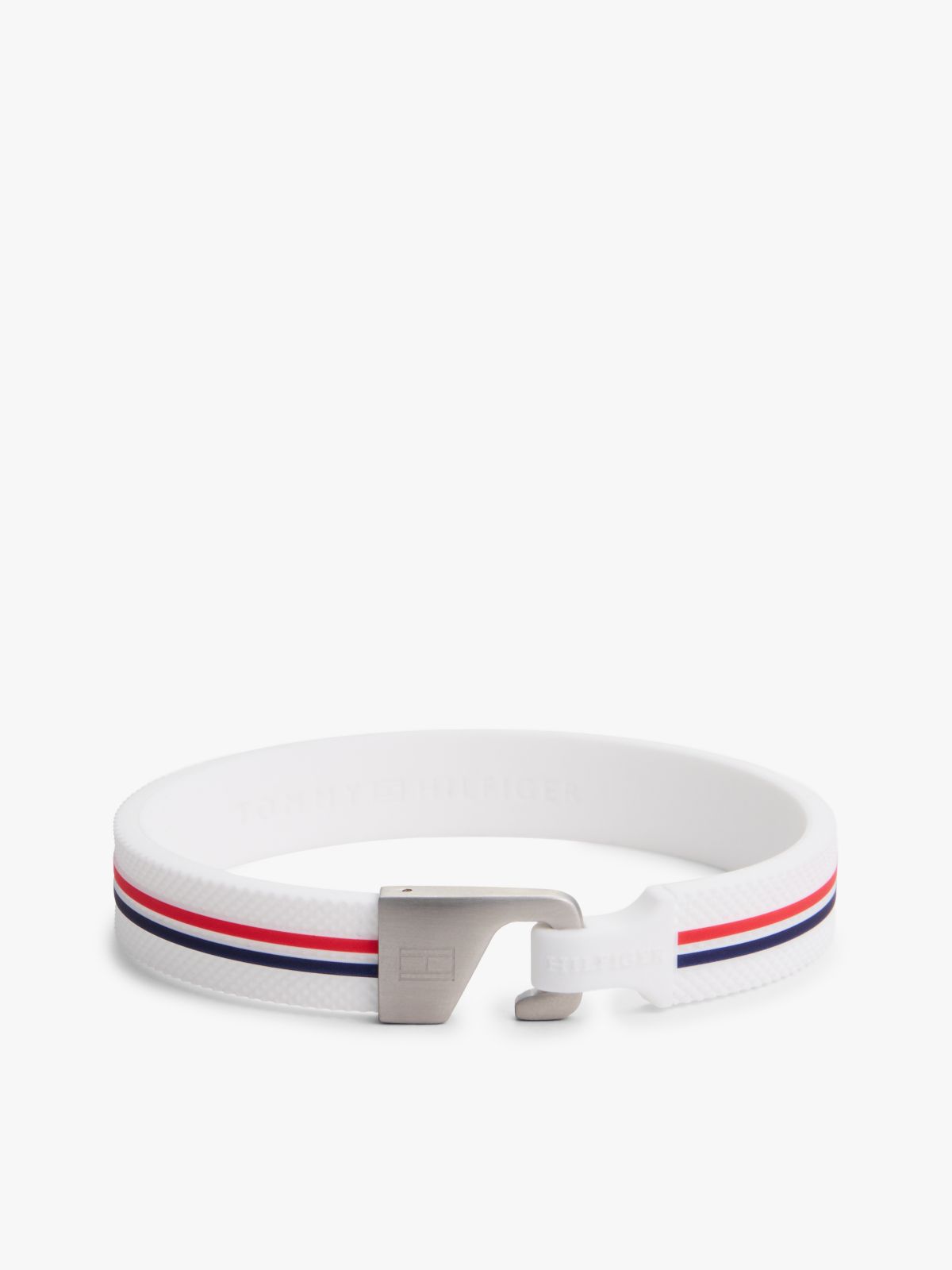 Signature Stripe Silicone Bracelet — White