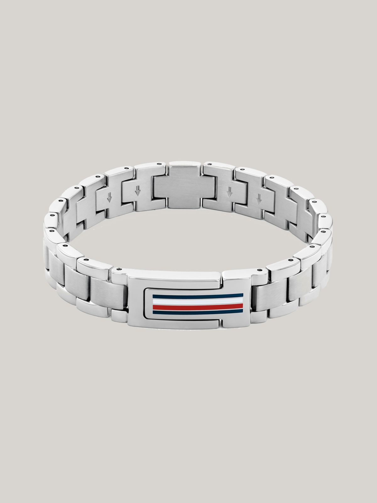 Flag Stripe Stainless Steel Bracelet — Silver White