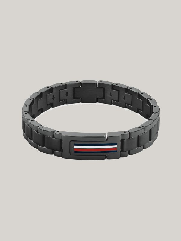 Flag Stripe Stainless Steel Bracelet — Black