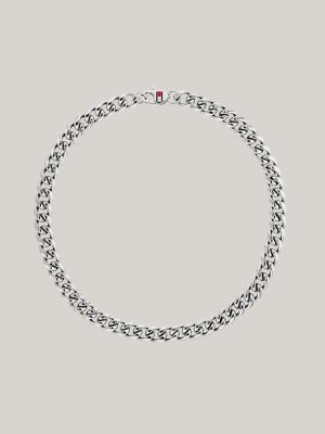 Chunky Chain Link Necklace, Silver White