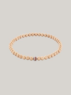 Stripe Metal Bead Bracelet, Carnation Gold
