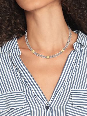 Two Tone Stud Chain Necklace Tommy Hilfiger