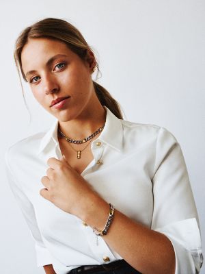 Two-Tone Stud Chain Bracelet, Multi