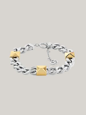 Two-Tone Stud Chain Bracelet, Multi