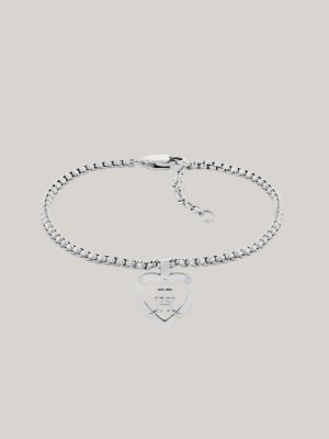 Monogram Heart Bracelet, Silver White