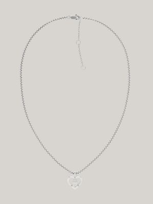 Monogram Heart Silver Tone Necklace Tommy Hilfiger