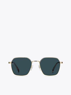 Мужские солнцезащитные очки Tommy Hilfiger Modern Prep Geometric Sunglasses, цвет: Золотой — фото 2