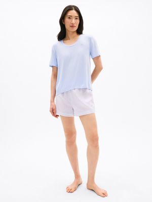 Sleep T-Shirt & Boxer Pajama Set, Sweet Blue / Blossom Stripe