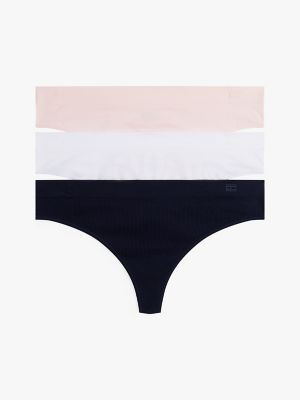 Seamless Thong 3-Pack, Sky Captain / Bright White / Rosewater